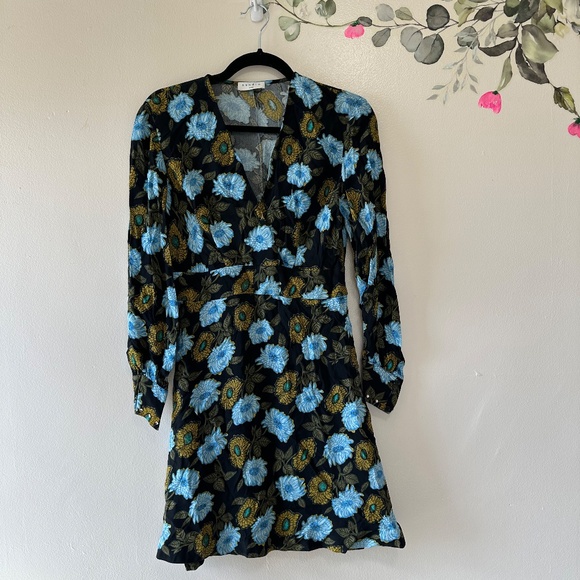 Sandro Dresses & Skirts - Sandro Floral Mini Dress, Faux Wrap, 3/4 Sleeve, NWT, Size 4